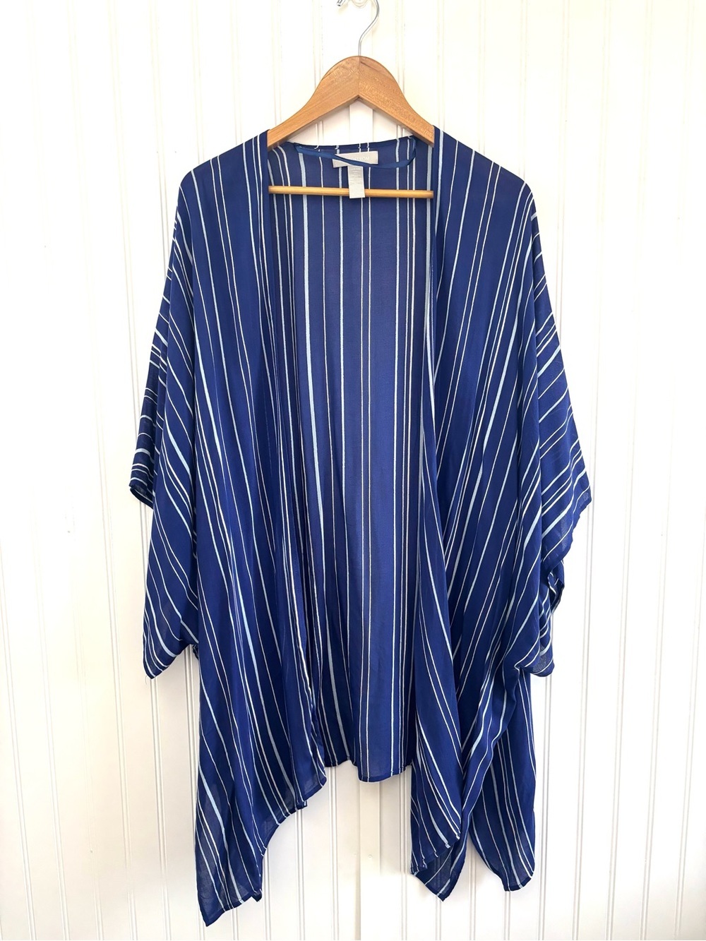 Nordstrom Blue Striped Sheer Kimono Cardigan Cover Up One Size